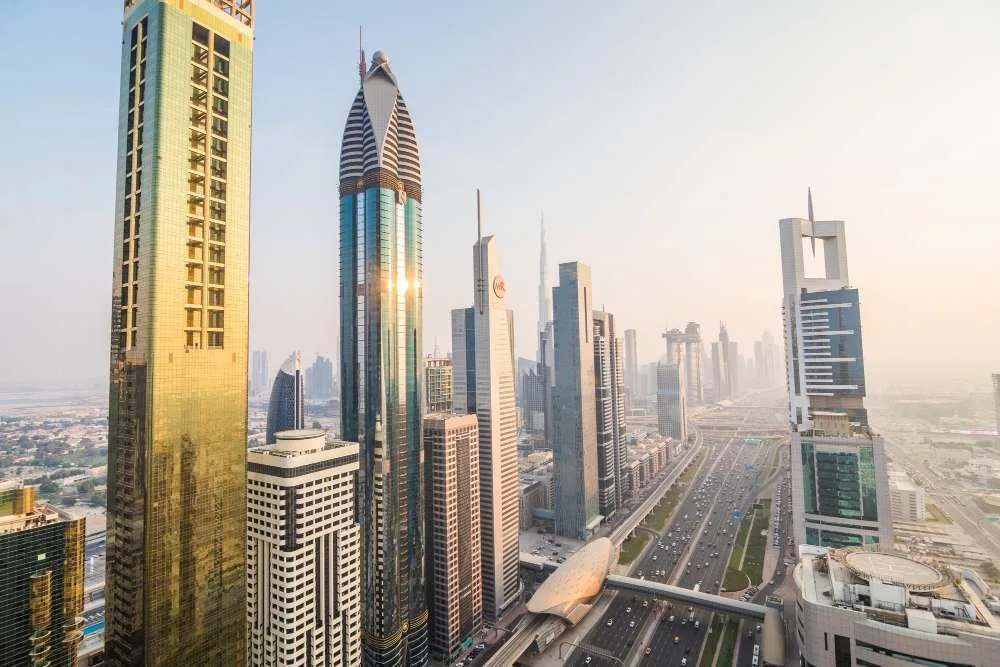 Dubai skyline towers view